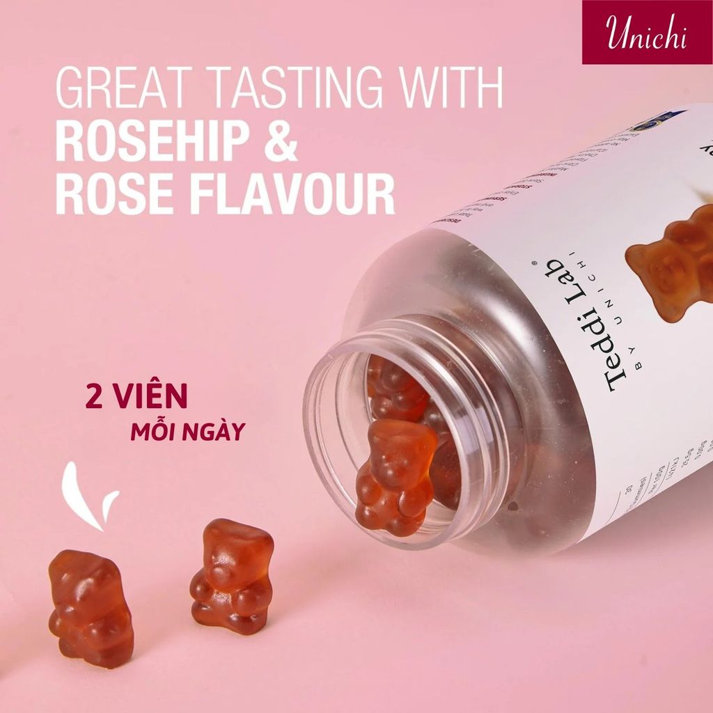 Kẹo Dẻo Bổ Sung Collagen Unichi Rose Collagen Gummy 60 Viên