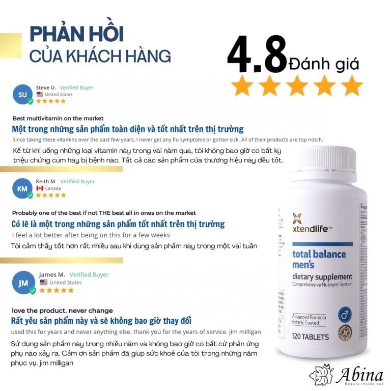 Viên Uống Vitamin Tổng Hợp Cho Nam Xtend-Life Total Balance Men’s