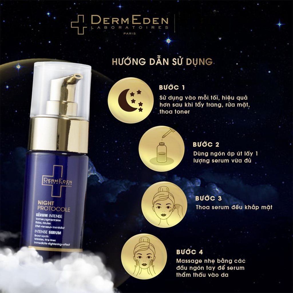 Hướng dẫn sử dụng Serum đêm Night Serum DermEden