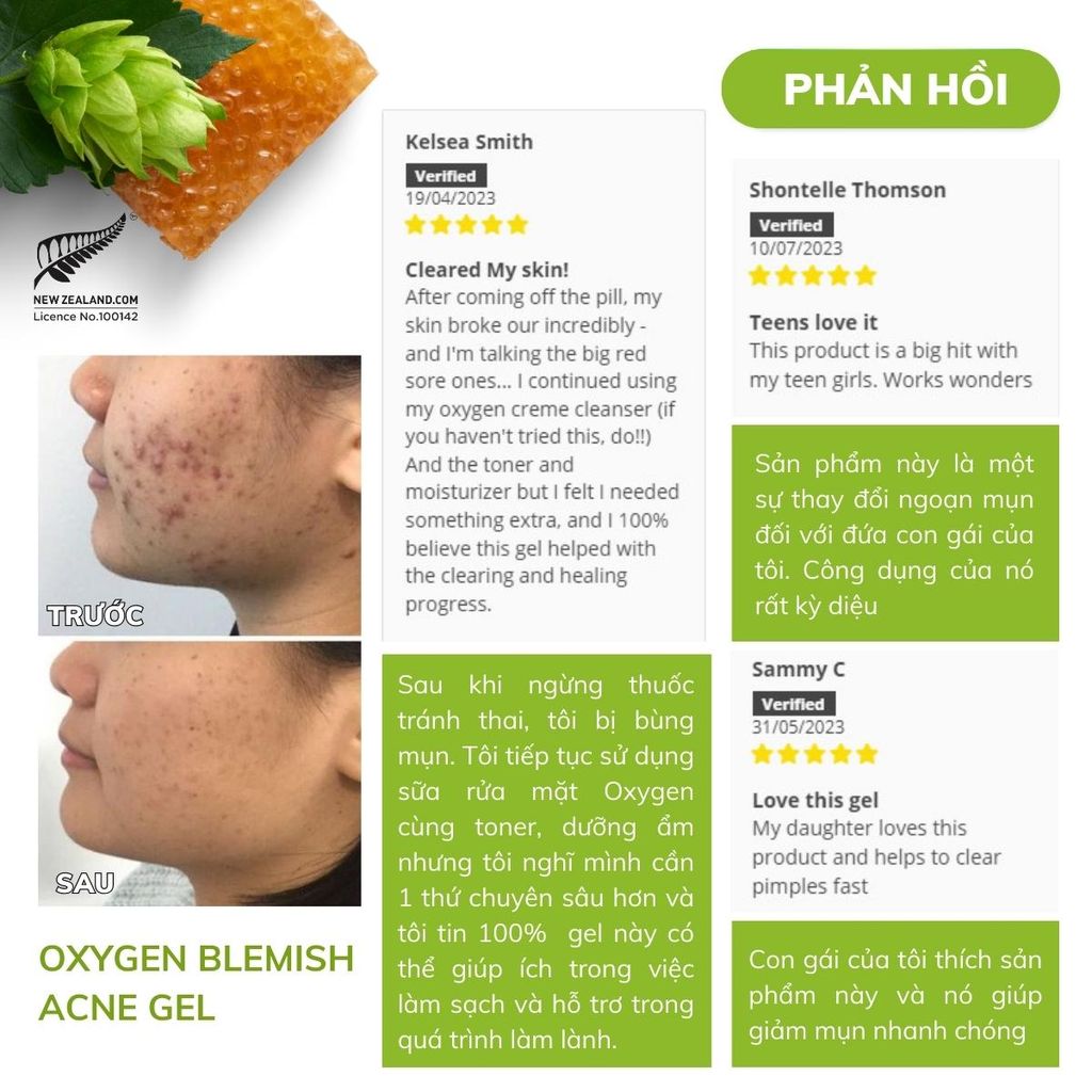 Gel giảm mụn mờ thâm OXYGEN Blemish Acne Gel 10ml – Dr Chubby