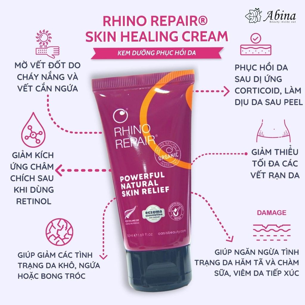 Kem dưỡng phục hồi da nhạy cảm, viêm da cơ địa Oasis Rhino Repair Skin Healing Cream