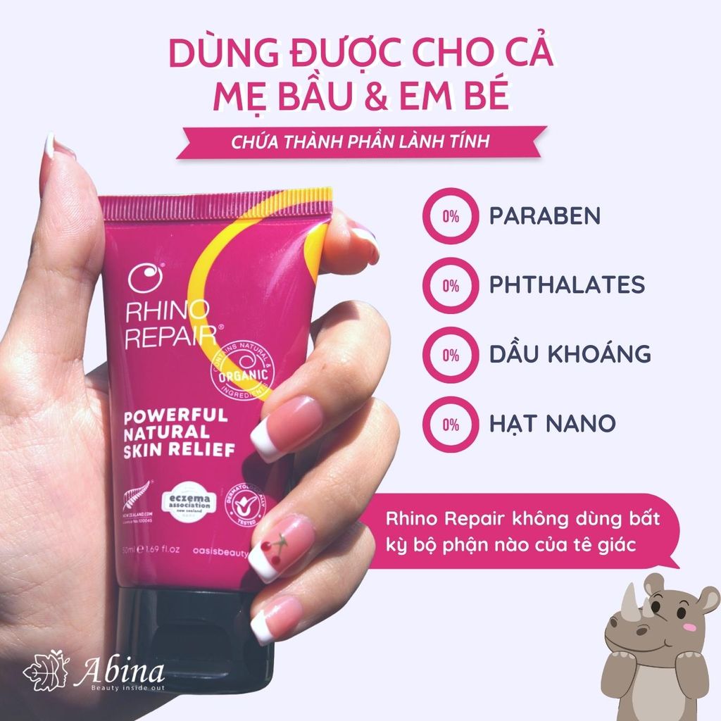 Kem dưỡng phục hồi da nhạy cảm, viêm da cơ địa Oasis Rhino Repair Skin Healing Cream