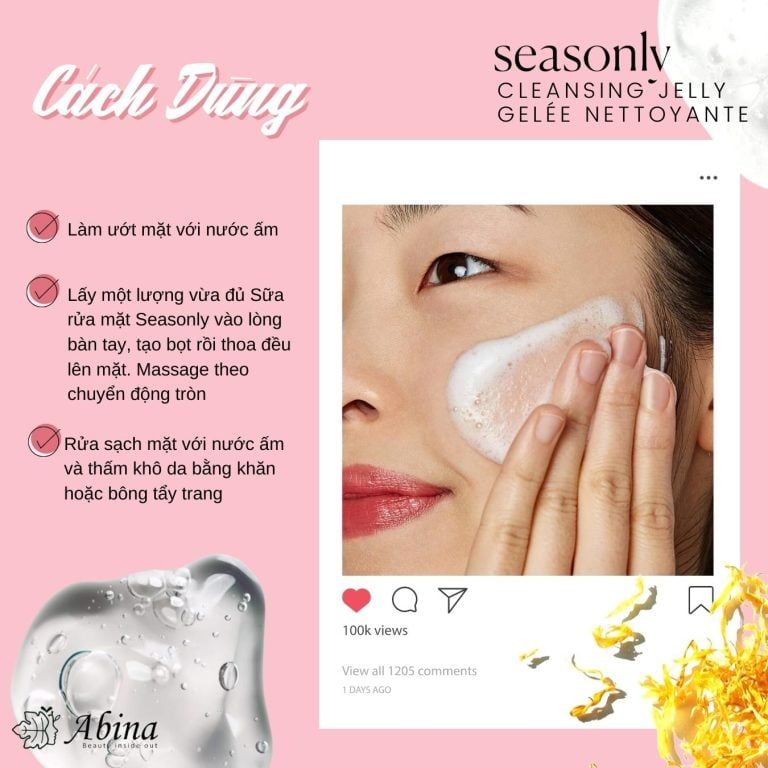 Sữa rửa mặt từ hoa cúc Seasonly Cleansing Jelly
