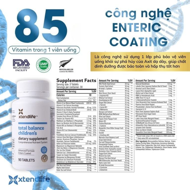 Viên bổ sung 85 vi chất cho trẻ em Total Balance Children’s Xtend-Life