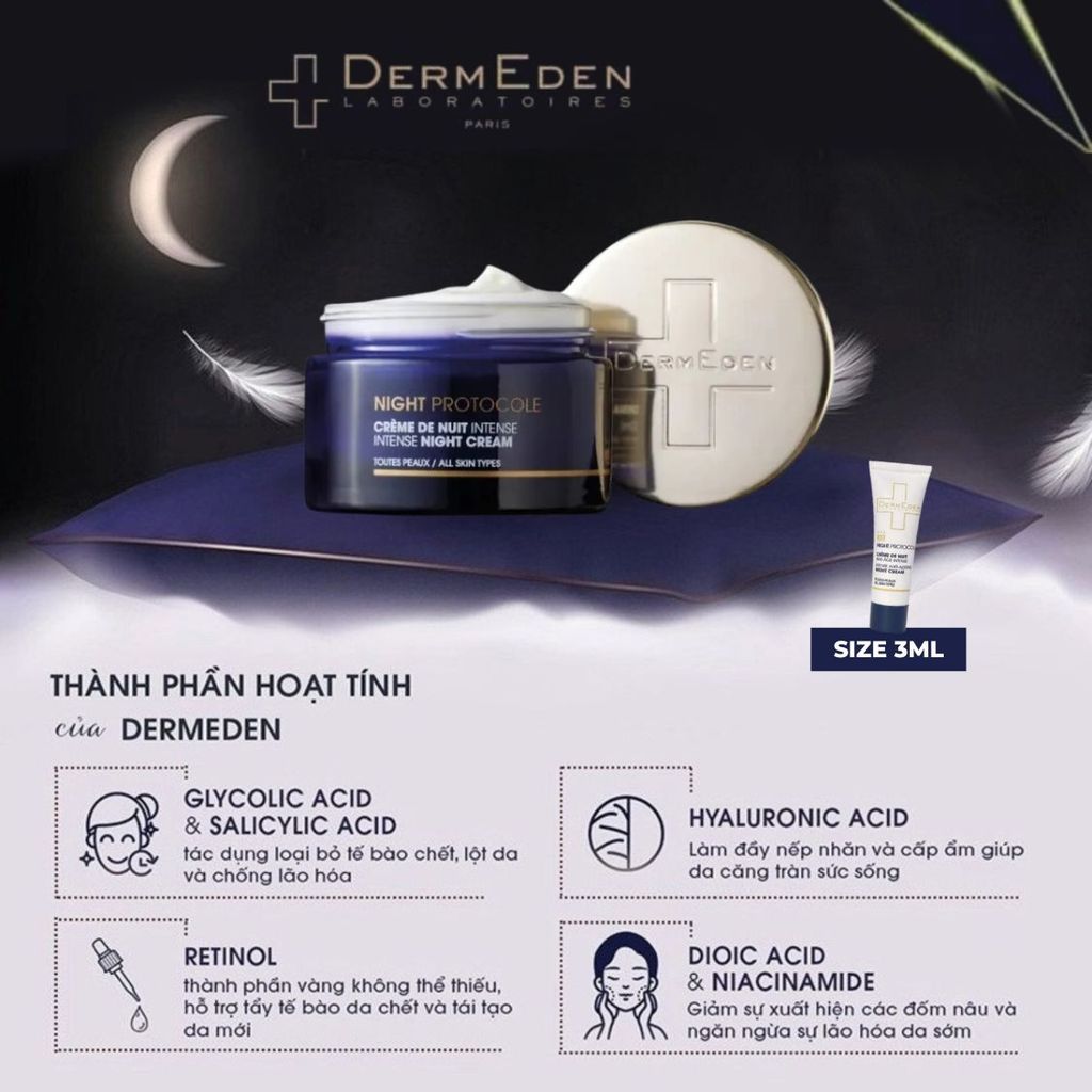 Thành phần hoạt tính Kem đêm Night Cream chứa retinol phóng thích chậm