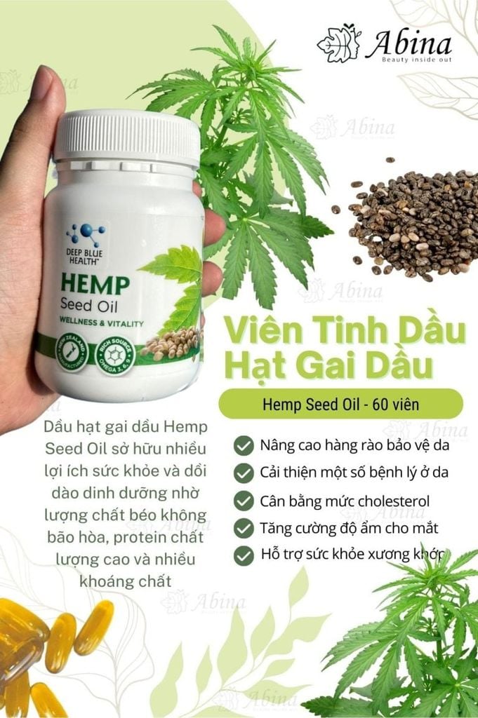 Viên tinh dầu hạt gai dầu Hemp Seed Oil nhà Deep Blue Health