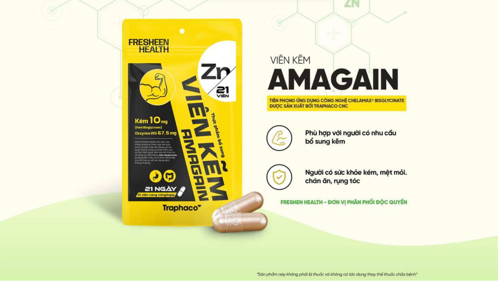 VIÊN KẼM AMAGAIN - TIÊN PHONG ỨNG DỤNG CÔNG NGHỆ CHELAMAX® ZINC BISGLYCINATE, ĐƯỢC SẢN XUẤT BỞI TRAPHACO CNC