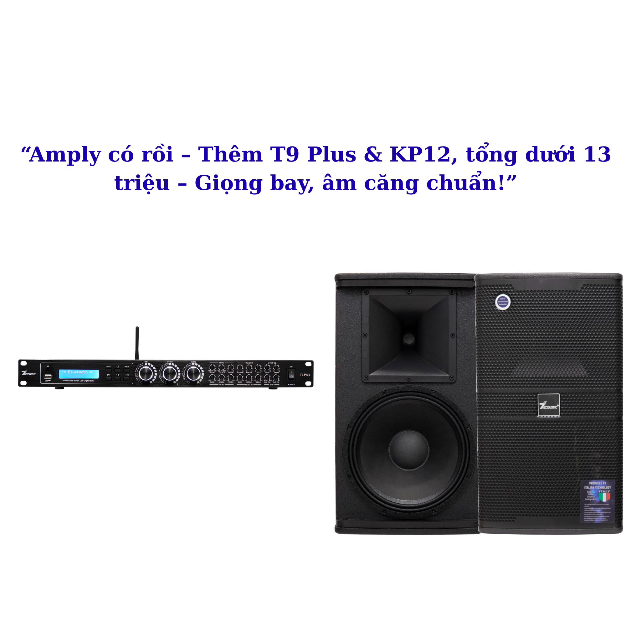 “Amply tầm trung, ngân sách dưới 13 triệu – Nên chọn Vang T9 Plus & Loa KP12 để dàn karaoke bay ngay!”