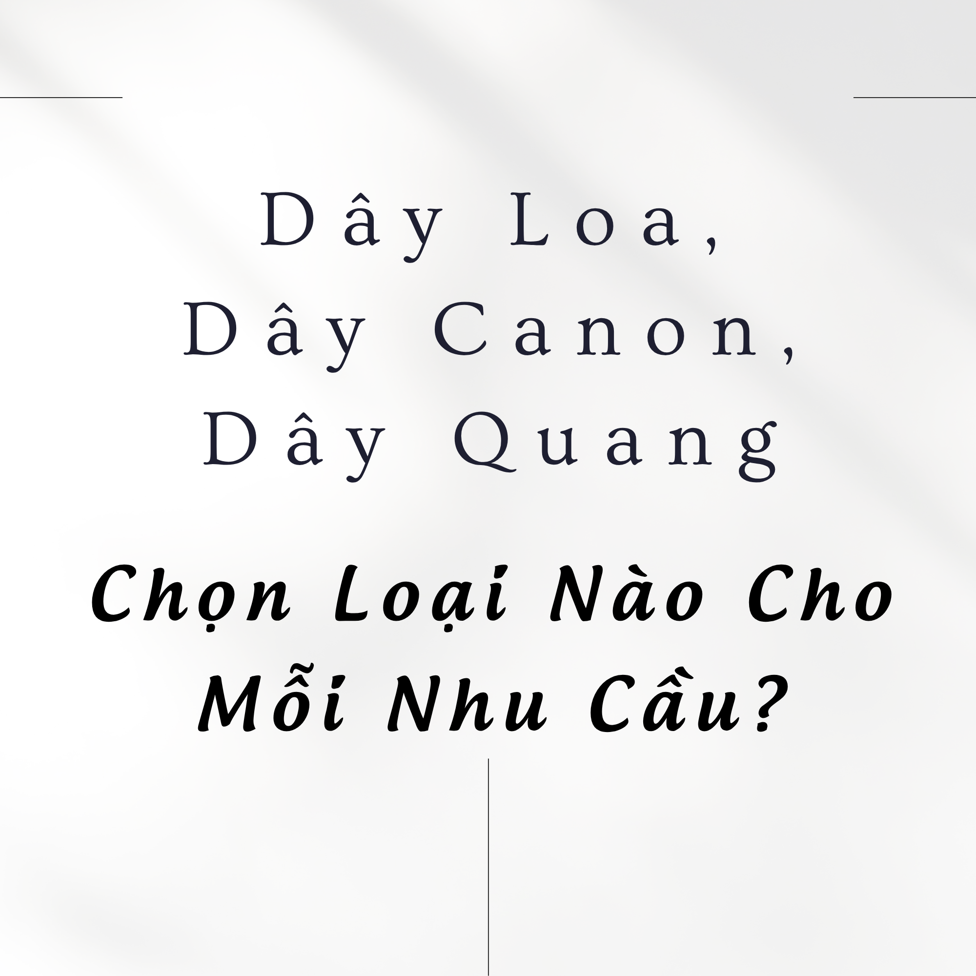 Dây Loa, Dây Canon, Dây Quang – Chọn Loại Nào Cho Mỗi Nhu Cầu?