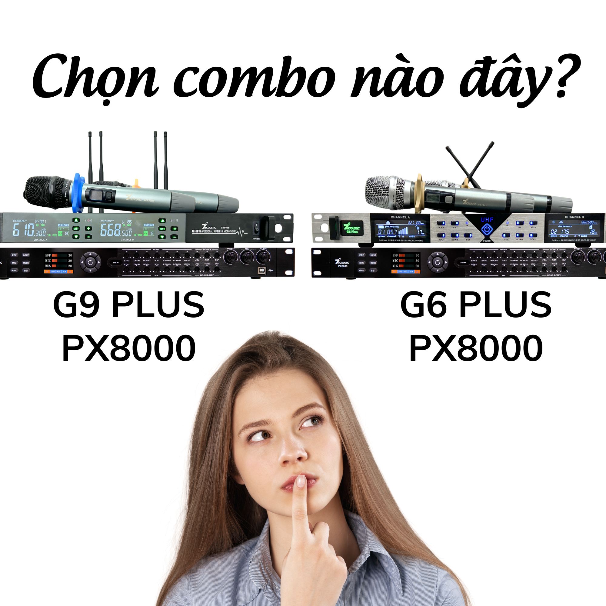 So sánh Combo Vang Số PX8000 + Micro G6 Plus và PX8000 + Micro G9 Plus