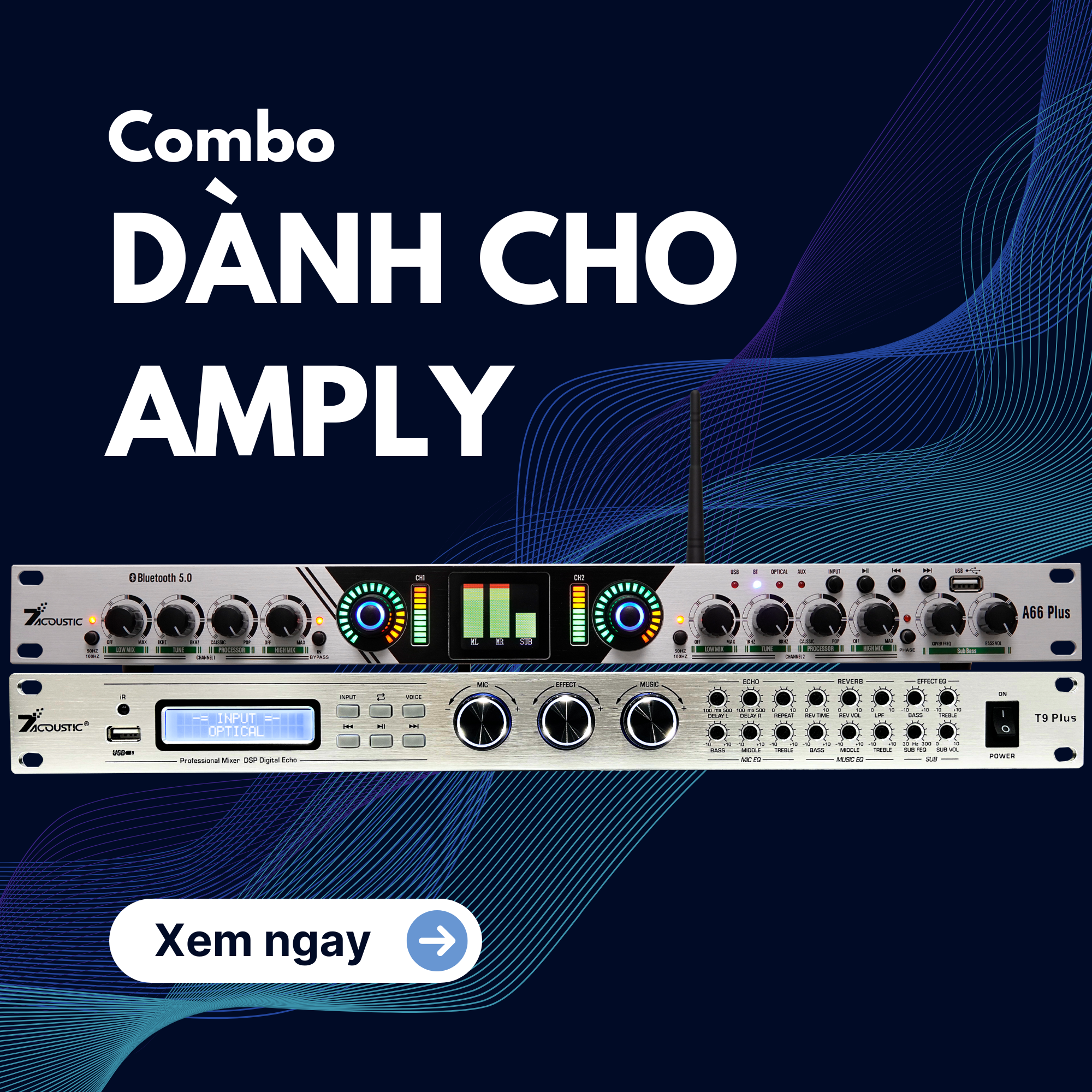 Combo Vang cơ T9 Plus và Nâng tiếng A66Plus [Màu Bạc]