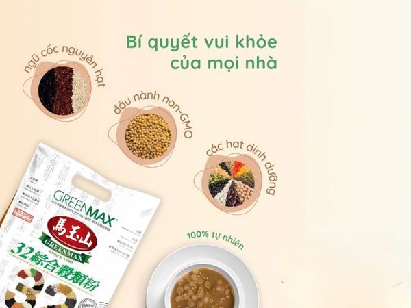 Bột ngũ cốc từ 32 loại hạt (không đường) thương hiệu Greenmax Đài Loan.