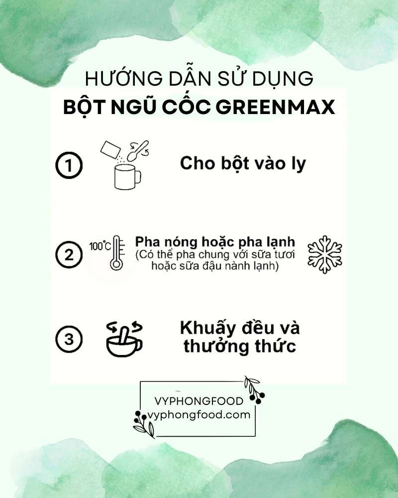 Hướng dẫn sử dụng bột ngũ cốc dinh dưỡng Greenmax