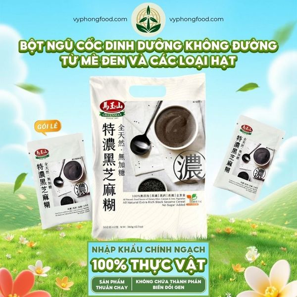 Bột ngũ cốc dinh dưỡng không đường từ mè đen Greenmax Đài Loan chính là sự lựa chọn an toàn cho người tiểu đường