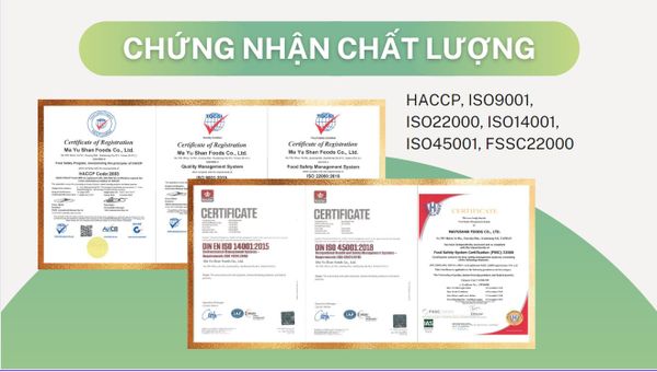 Những chứng nhận chất lượng của sản phẩm bột ngũ cốc Greenmax Đài Loan.