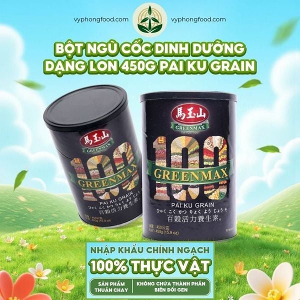 bột ngũ cốc dinh dưỡng cao cấp dạng lon 450g 100 vị hạt Pai Ku Grain Power Grains Energy Powder