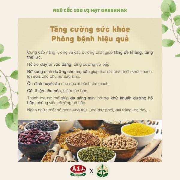 Bột ngũ cốc dinh dưỡng cao cấp 100 vị hạt Pai Ku Grain Greenmax Đài Loan lon 450g nhập khẩu chính ngạch