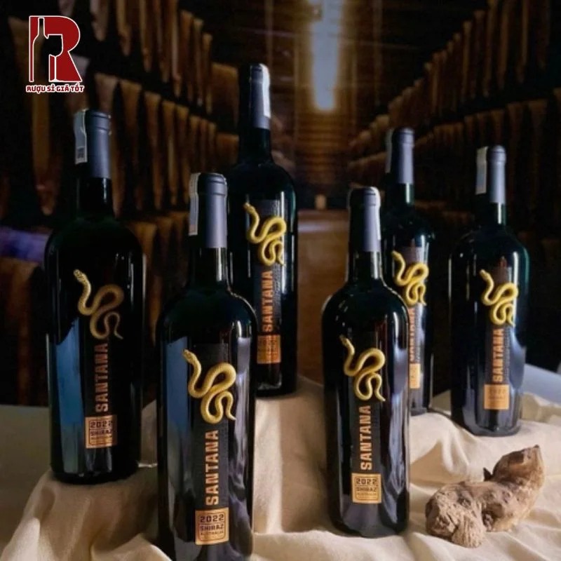 Rượu Vang Rắn Canberra nổi bật với thiết kế con rắn vàng tinh xảo