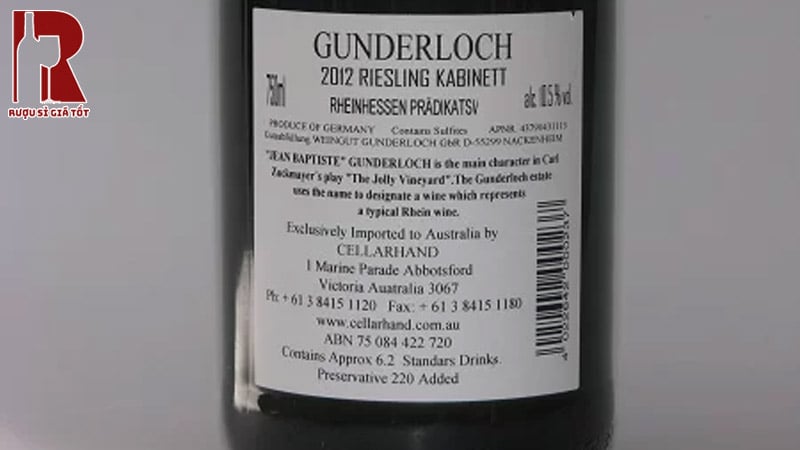 Cảm Nhận Hương Vị Rượu Gunderloch Jean Baptiste Riesling Kabinett
