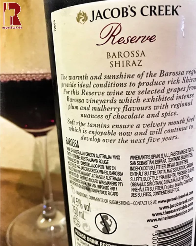 Rượu Jacob’s Creek Reserve Shiraz nên được ướp lạnh từ 16 - 18°C để rượu tỏa hương và vị tốt nhất