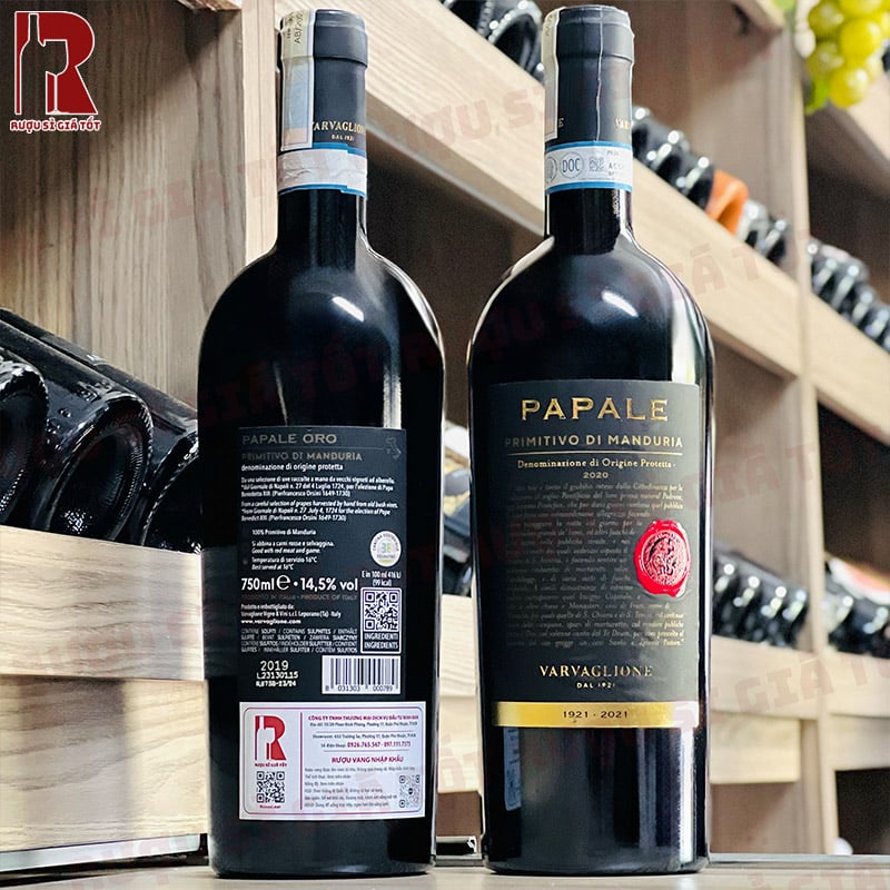Rượu Vang Ý Đỏ Papale Primitivo Di Manduria nhập khẩu chính hãng giá rẻ