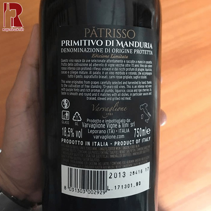 Đặc Điểm Nổi Bật Của Patrisso Primitivo di Manduria