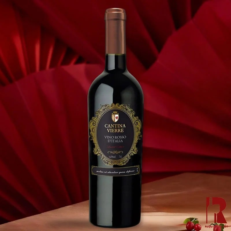 Cantina Vierre Vino Rosso D'Italia nổi bật với việc được phối trộn từ 3 loại nho Montepulciano, Negroamaro và Primitivo