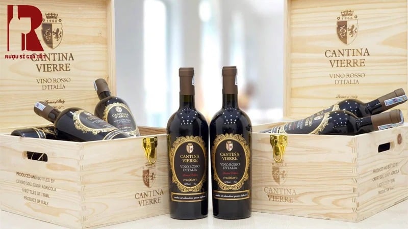 Cantina Vierre Vino Rosso D'Italia nên được thở khoảng 20p để các tầng hương thơm được mở ra