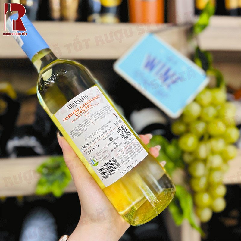 Rượu Vang Ý Trắng Tavernello Trebbiano Chardonnay Rubicone phù hợp cho đa dạng các món ăn