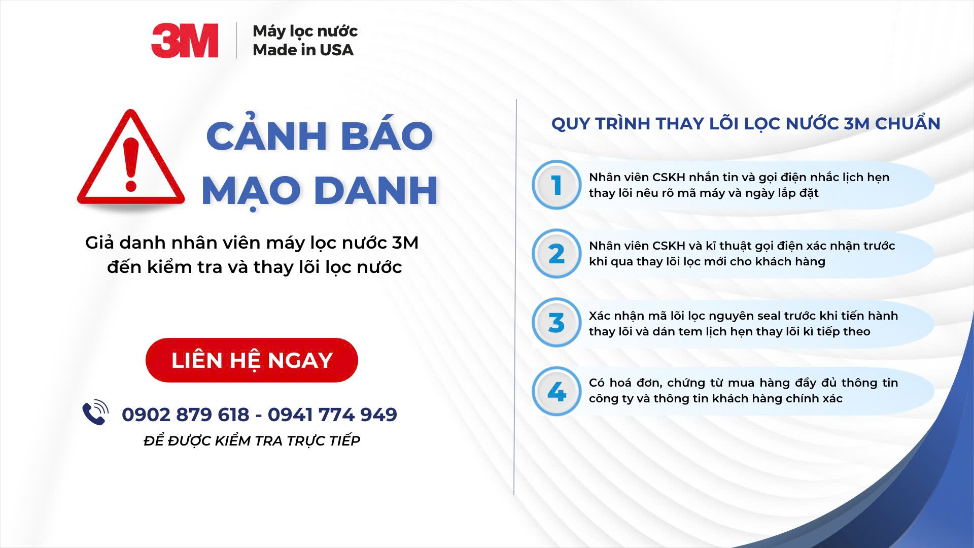 CẢNH BÁO – Giả Mạo Kỹ Thuật Viên Máy Lọc Nước 3M Đến Kiểm Tra Máy Lọc Nước Và Thay Thế Lõi Lọc