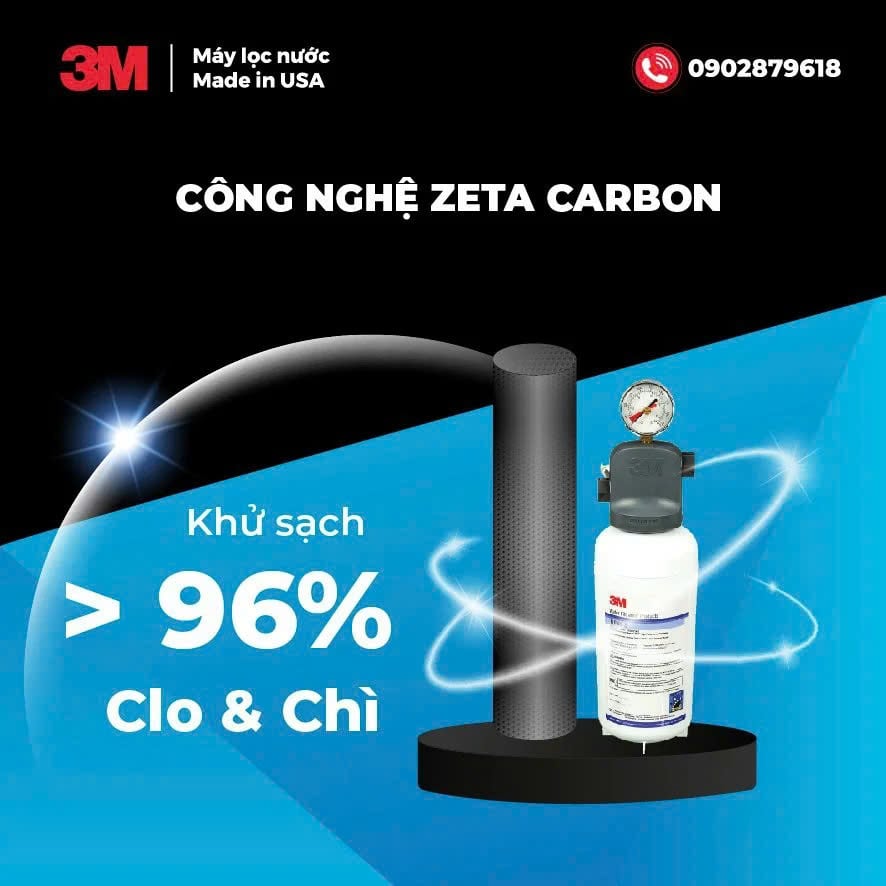 Công Nghệ 3M Zeta Carbon Khử Sạch Hơn 96% Clo Và Chì Hòa Tan
