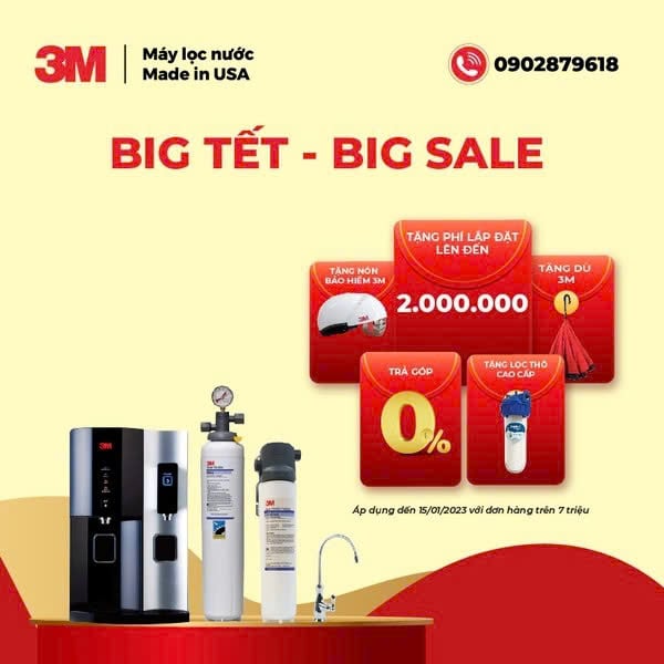 BIG TẾT BIG SALE - KHUYẾN MÃI MÁY LỌC NƯỚC 3M