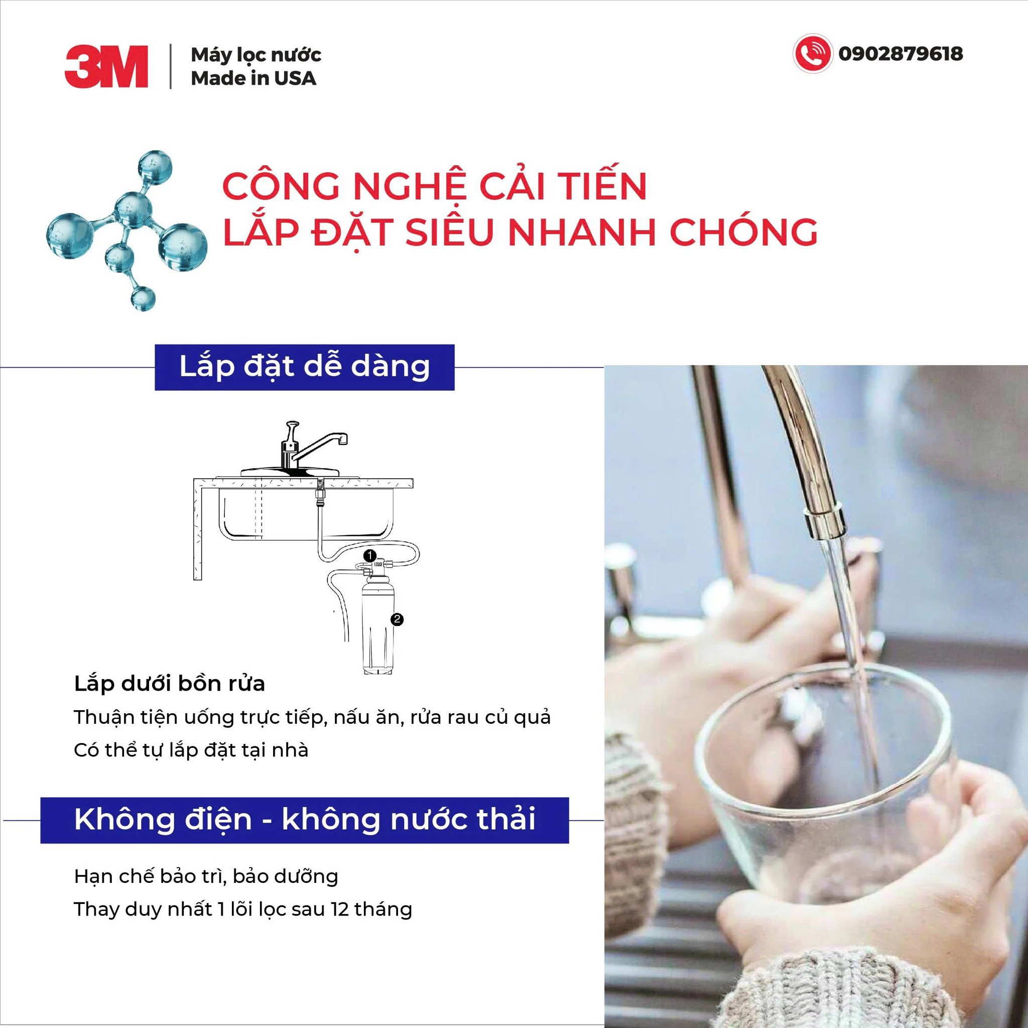 Công Nghệ Lọc Nước 3M Tiên Tiến Lắp Đặt Siêu Đơn Giản