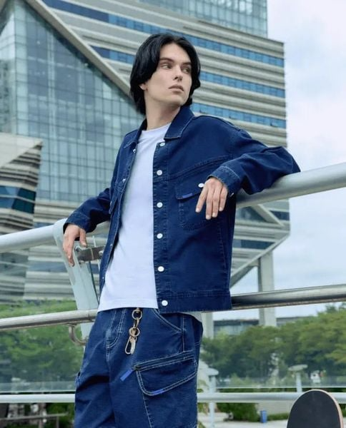 Áo khoác rider denim ripstop