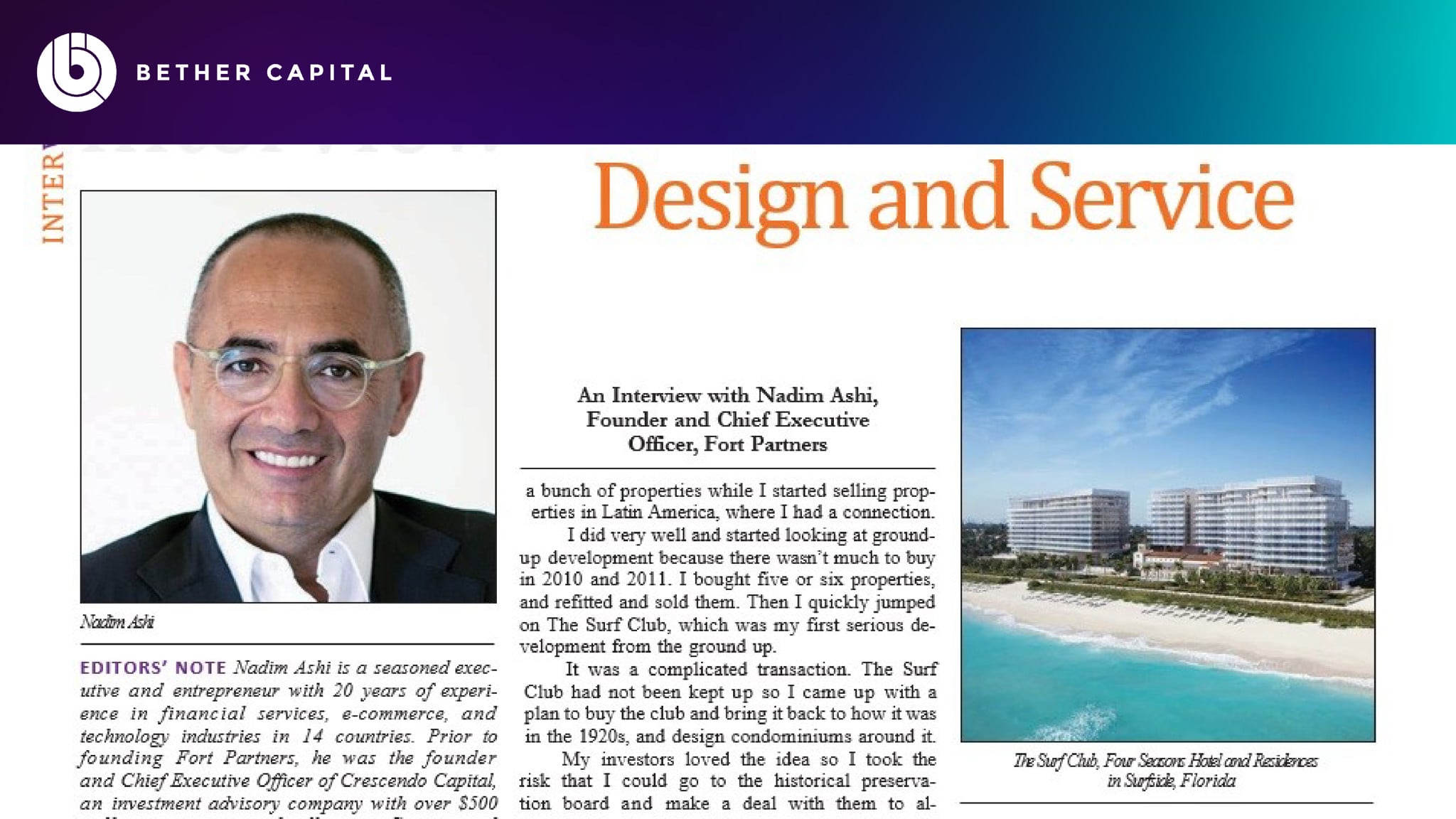 An Interview with Nadim Ashi, Founder and Chief Executive Officer, Fort Partners