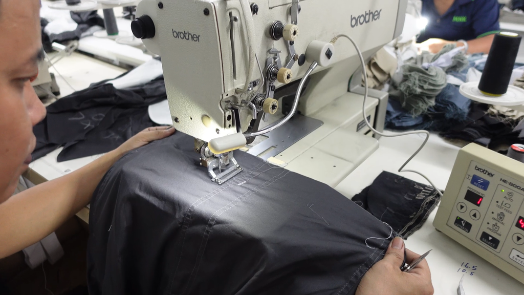 How casual shorts are made in a garment factory