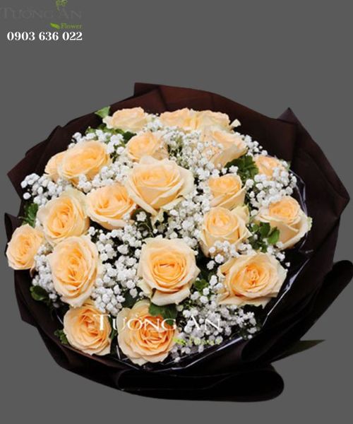 Bó hoa hồng vàng hột gà