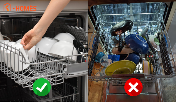 Sắp xếp bát đĩa lộn xộn khiến hiệu quả chu trình sấy của máy rửa chén Bosch giảm