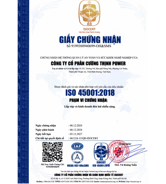 Chứng nhận ISO 45001:2018