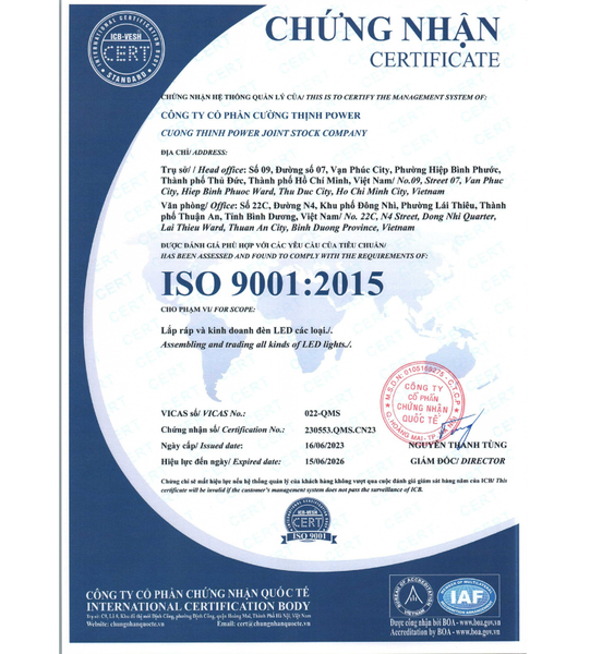 Chứng nhận ISO 9001:2015