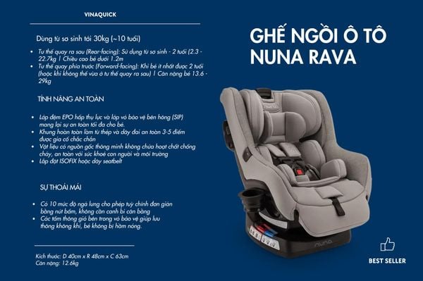 Ghế ngồi ô tô NUNA RAVA thiết kế chế độ ngả linh hoạt