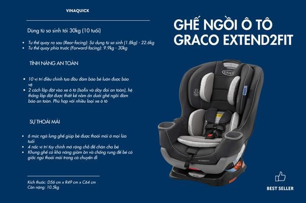 Ghế ngồi ô tô GRACO EXTEND2FIT mang lại sự thoải mái tối đa cho bé