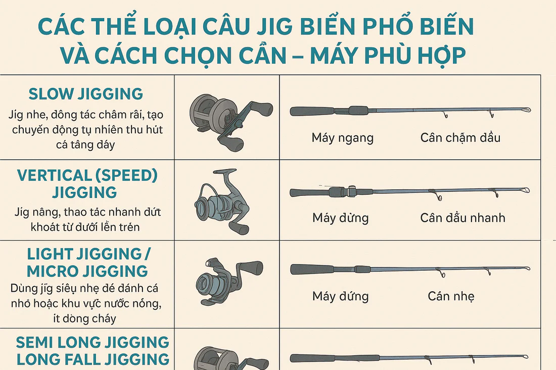 Tất Tần Tật Về Câu Jig Biển: Các Thể Loại Jig Phổ Biến & Cách Chọn Cần – Máy Chuẩn Nhất