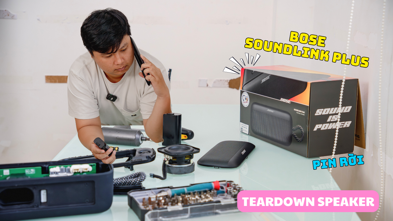 Tháo loa Bose Soundlink Plus xem nội thất với 4 màn cộng hưởng độc lạ